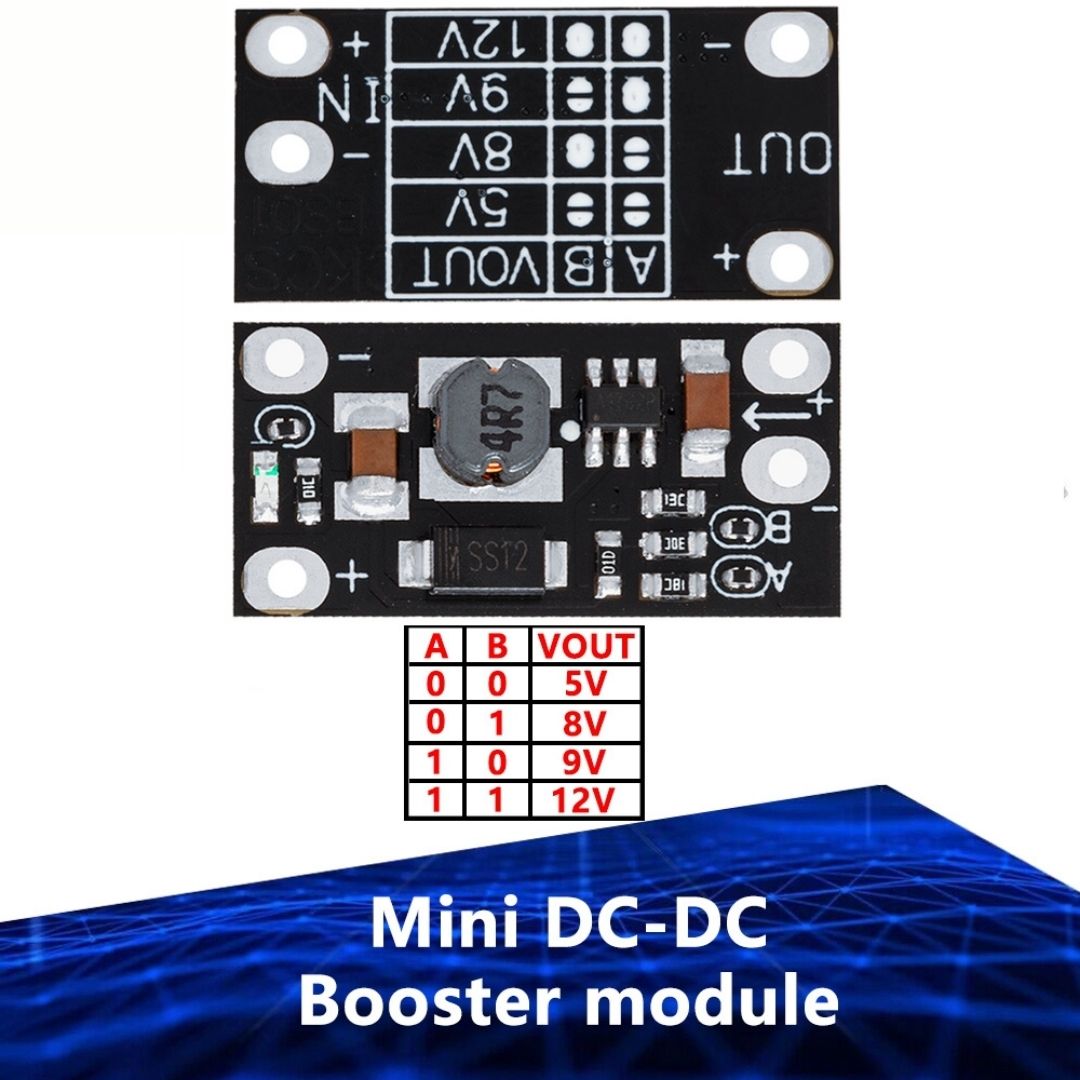 DC Booster from 3.7 battery to 5v/8v/9v/12v