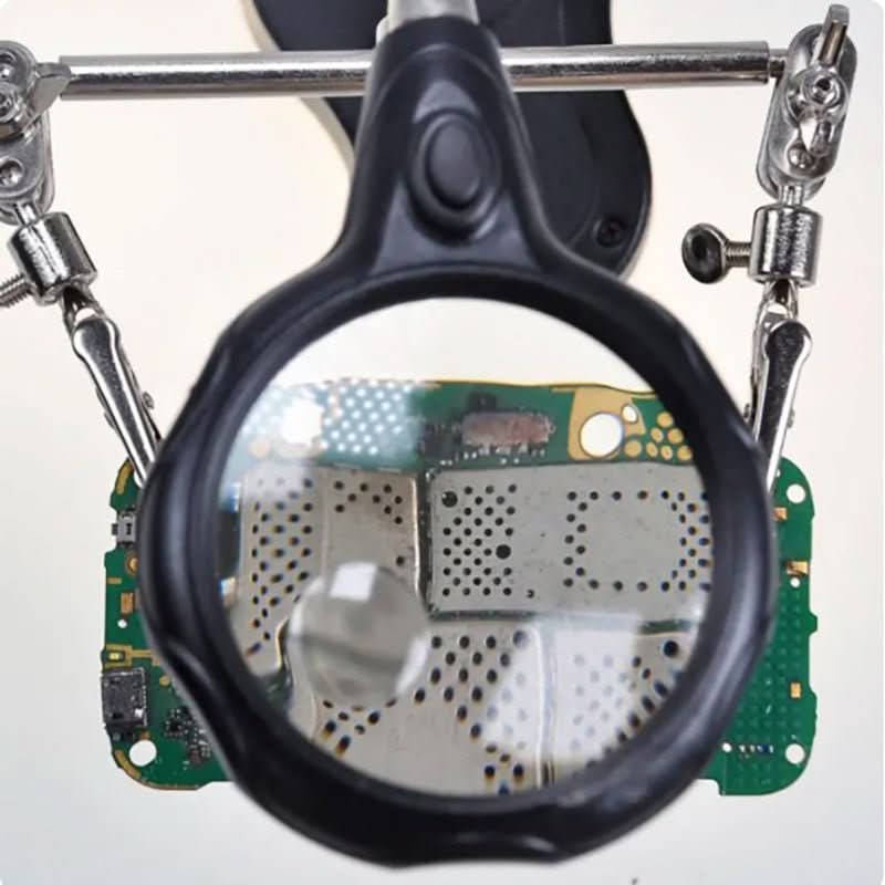 3rd Hand Soldering Stand with Magnifying Glass & LED Light - CUBE Setup Repair Tools | Tech Cube Store