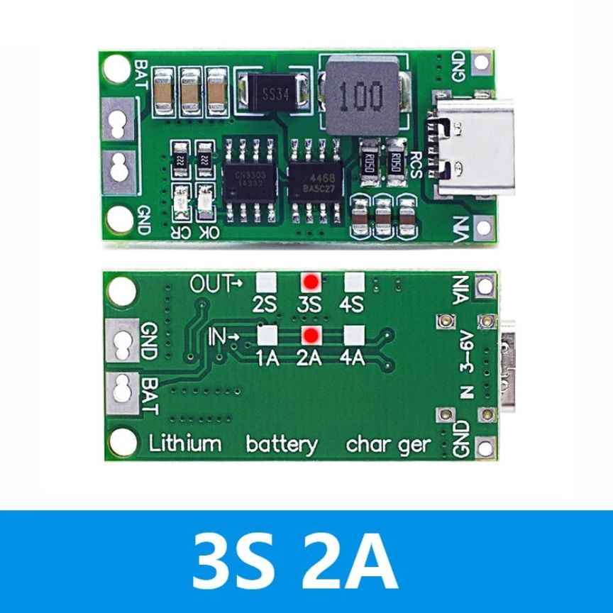 3S Type-C 12.6v Step-Up Boost Lithium Battery Charging Module 2A