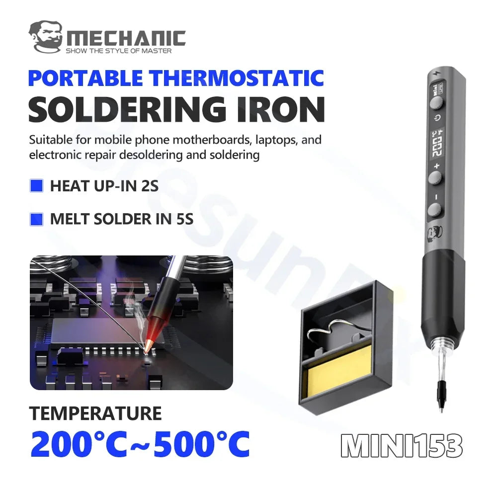 MECHANIC Small portable thermostatic soldering iron Mini153