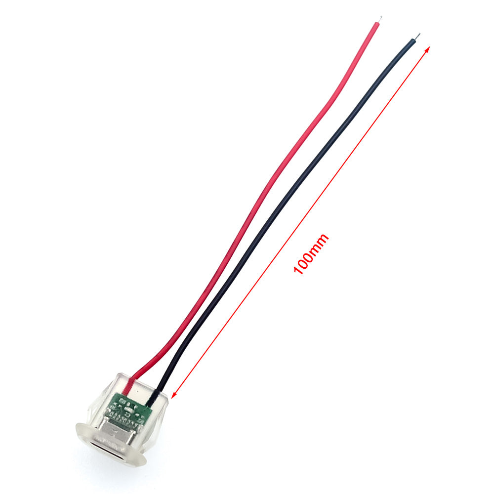 LED USB-C Power Port TYPE-C Female Connector Jack - Water proof