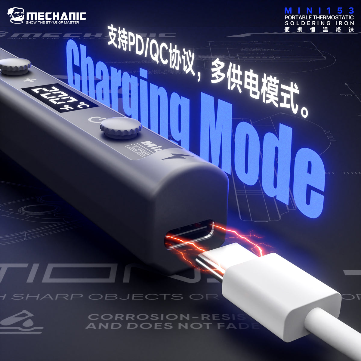 MECHANIC Small portable thermostatic soldering iron Mini153