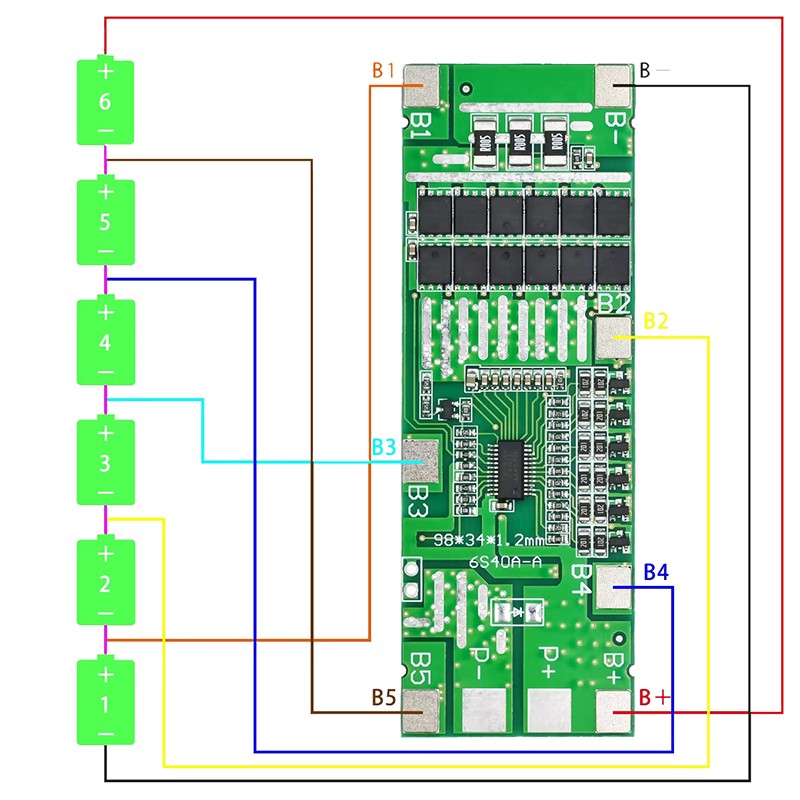 6S 40A BMS ~24V – Lithium Battery Protection Board