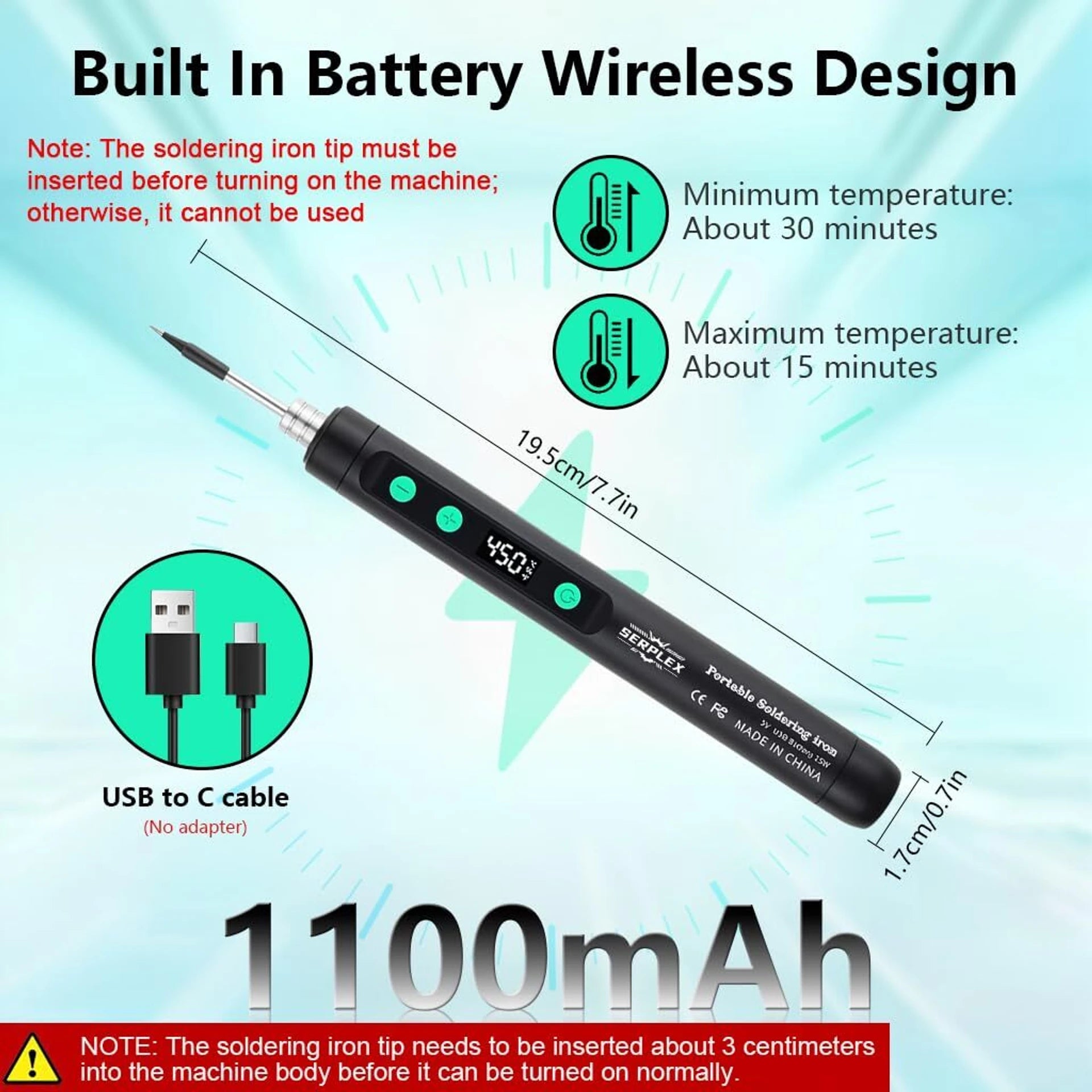 Rechargeable portable soldering iron