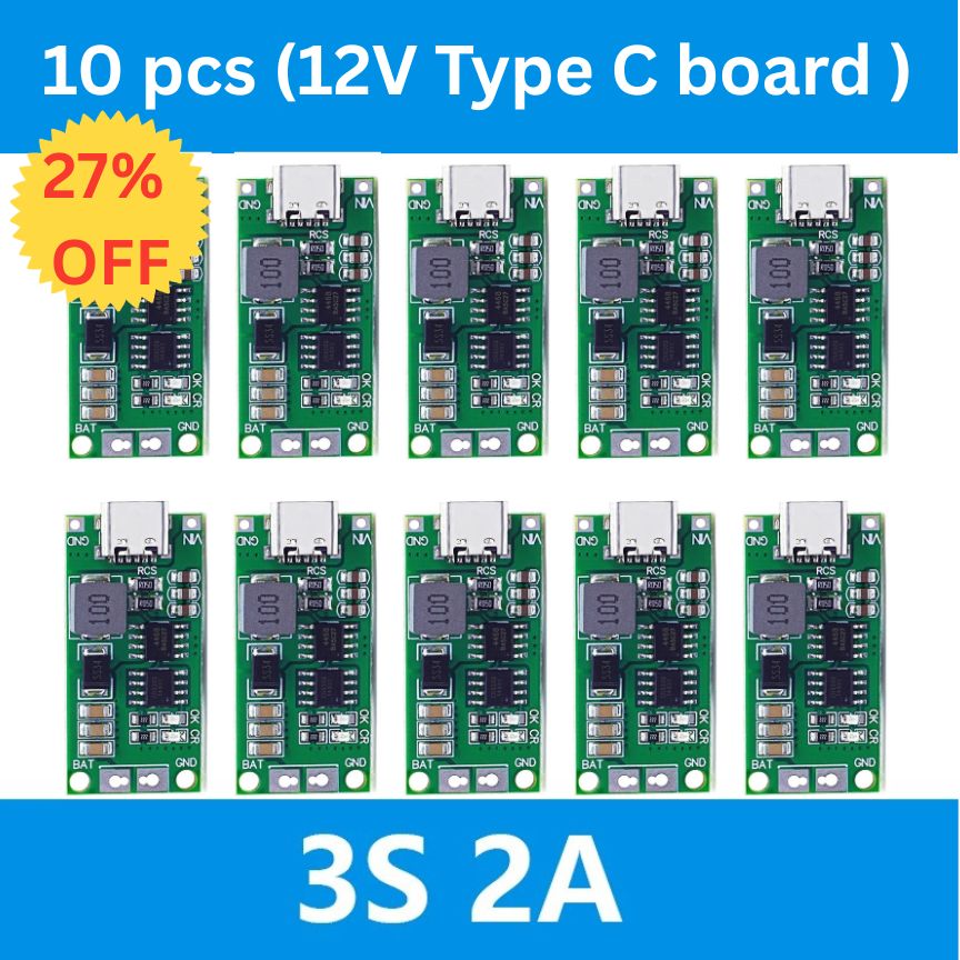 3S Type-C 12.6v Step-Up Boost Lithium Battery Charging Module 2A