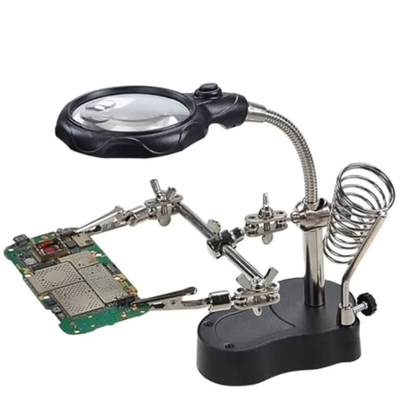 3rd Hand Soldering Stand with Magnifying Glass & LED Light - CUBE Setup Repair Tools | Tech Cube Store