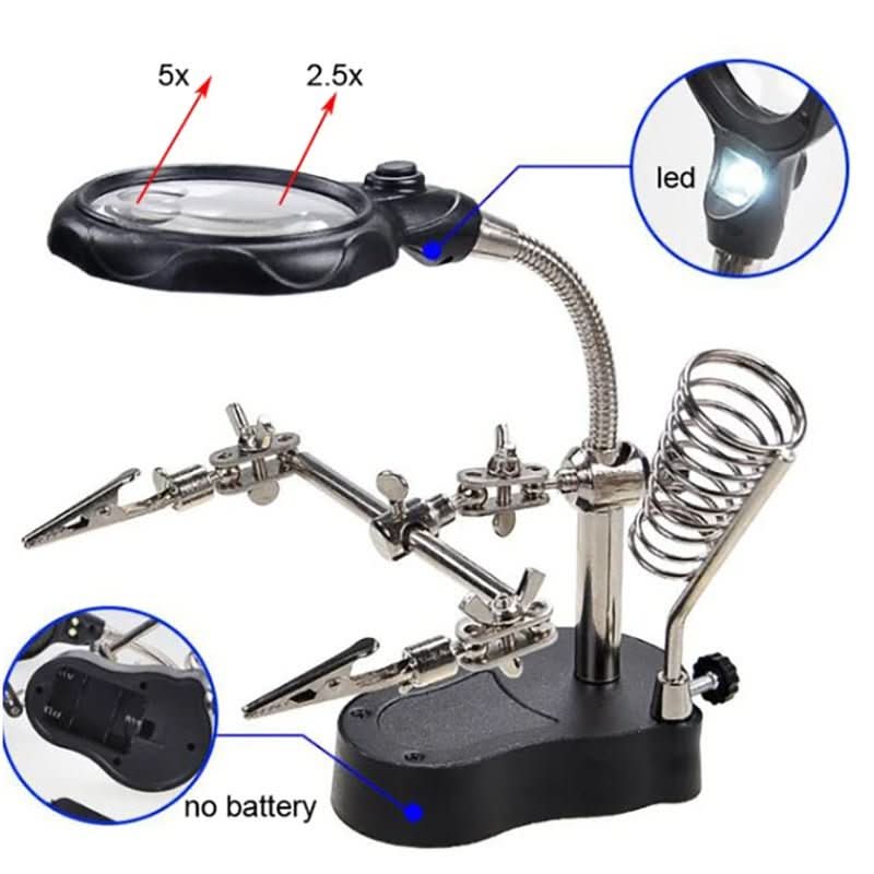 3rd Hand Soldering Stand with Magnifying Glass & LED Light - CUBE Setup Repair Tools | Tech Cube Store