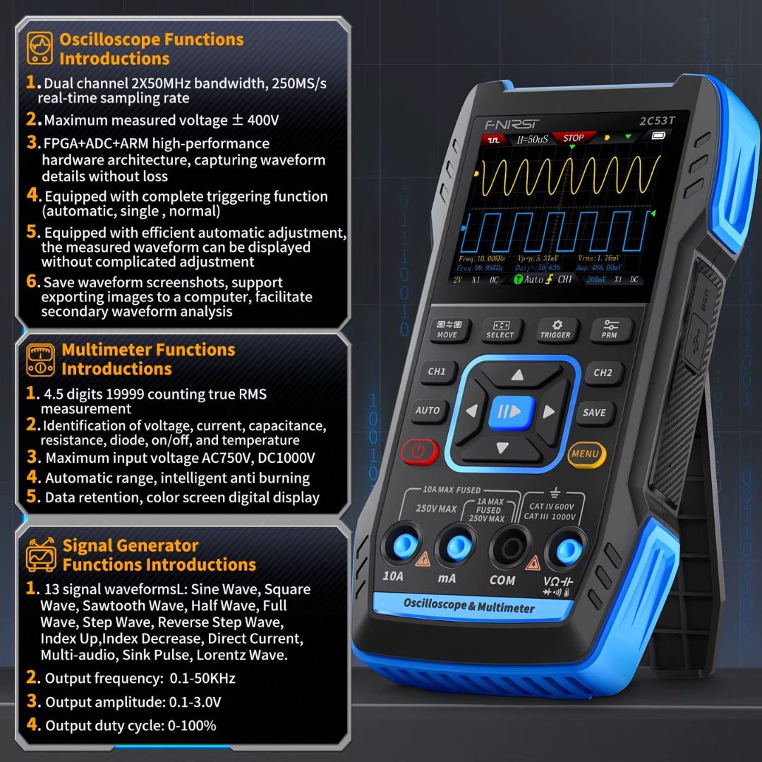 FNIRSI 2C53T 3 in 1 Digital Oscilloscope Multimeter