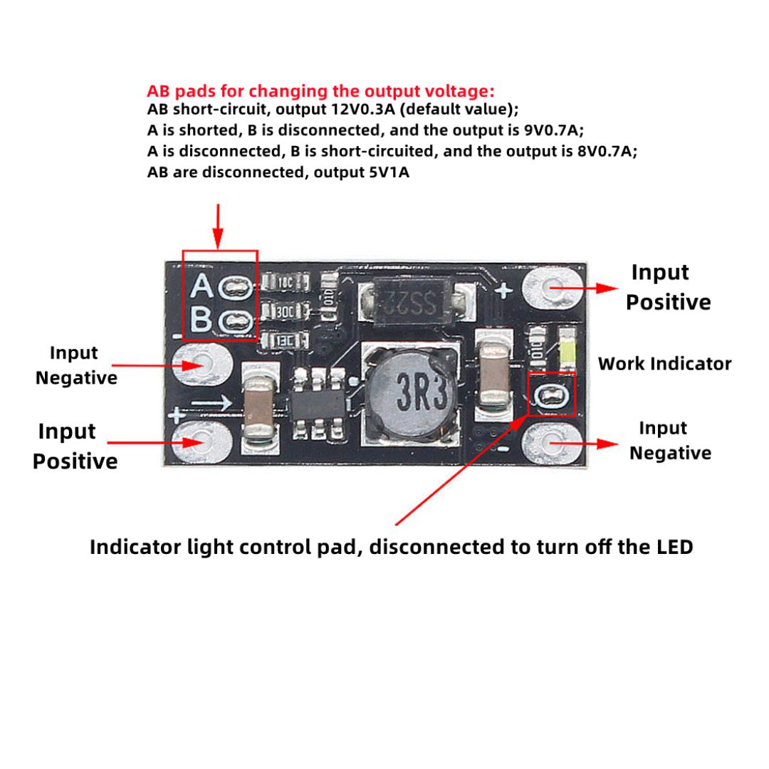 DC Booster from 3.7 battery to 5v/8v/9v/12v