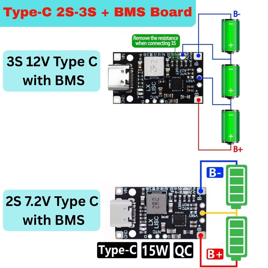 Type-C 2s -3s battery charge and BMS