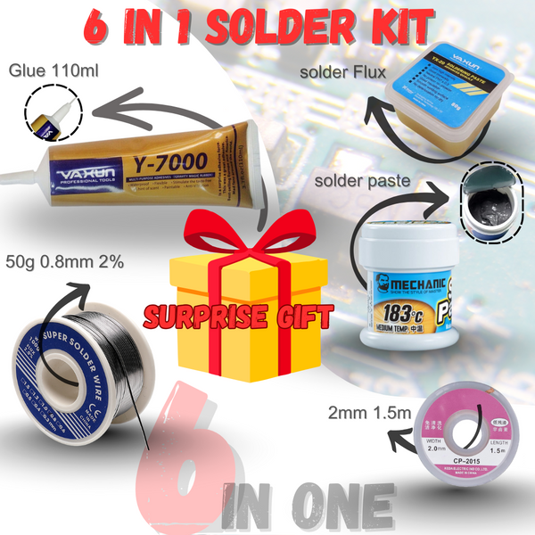6 in 1 Solder kit ( GIFT +Solder wire , Flux ,Solder Kit , Solder Paste ,Glue )