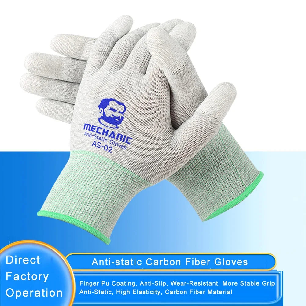MECHANIC AS02 Non-Slip Carbon Fiber Gloves PU Coating Layer Mobile Phone Electronic