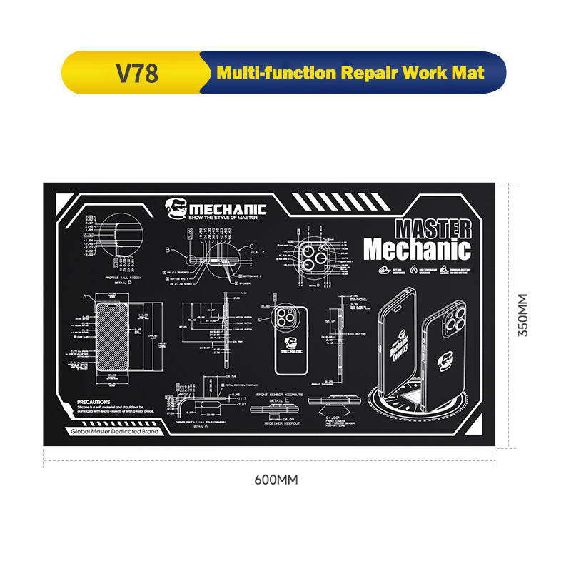 MECHANIC V78 600x350mm Heat Resistant Silicone Repair Work Mat