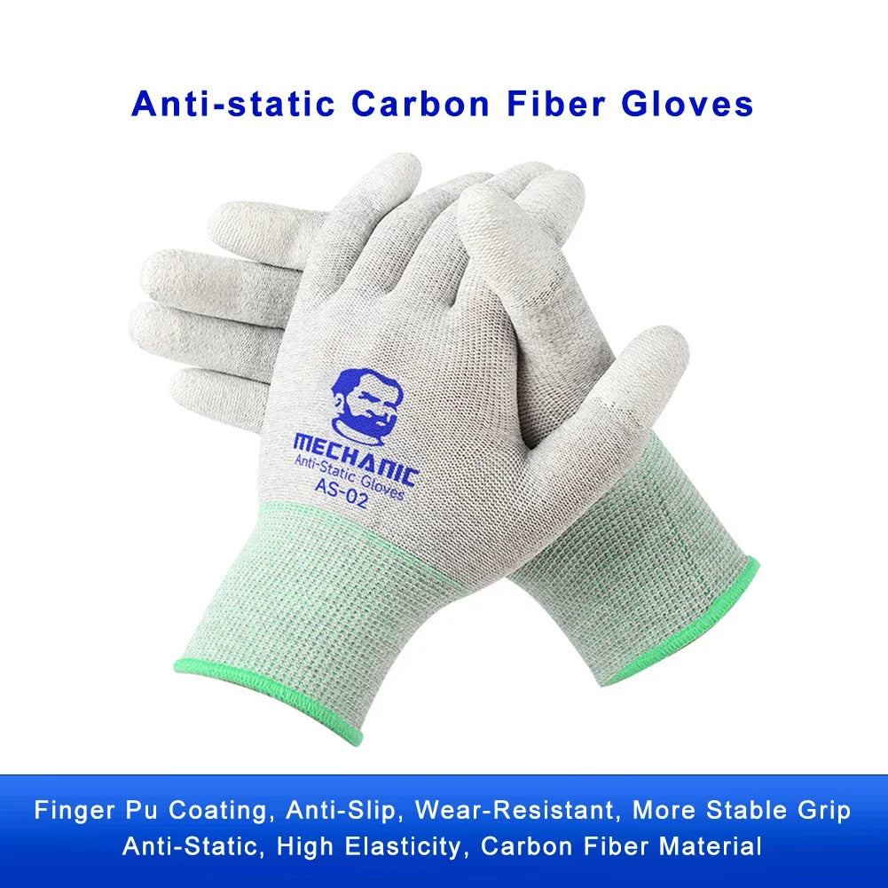 MECHANIC AS02 Non-Slip Carbon Fiber Gloves PU Coating Layer Mobile Phone Electronic
