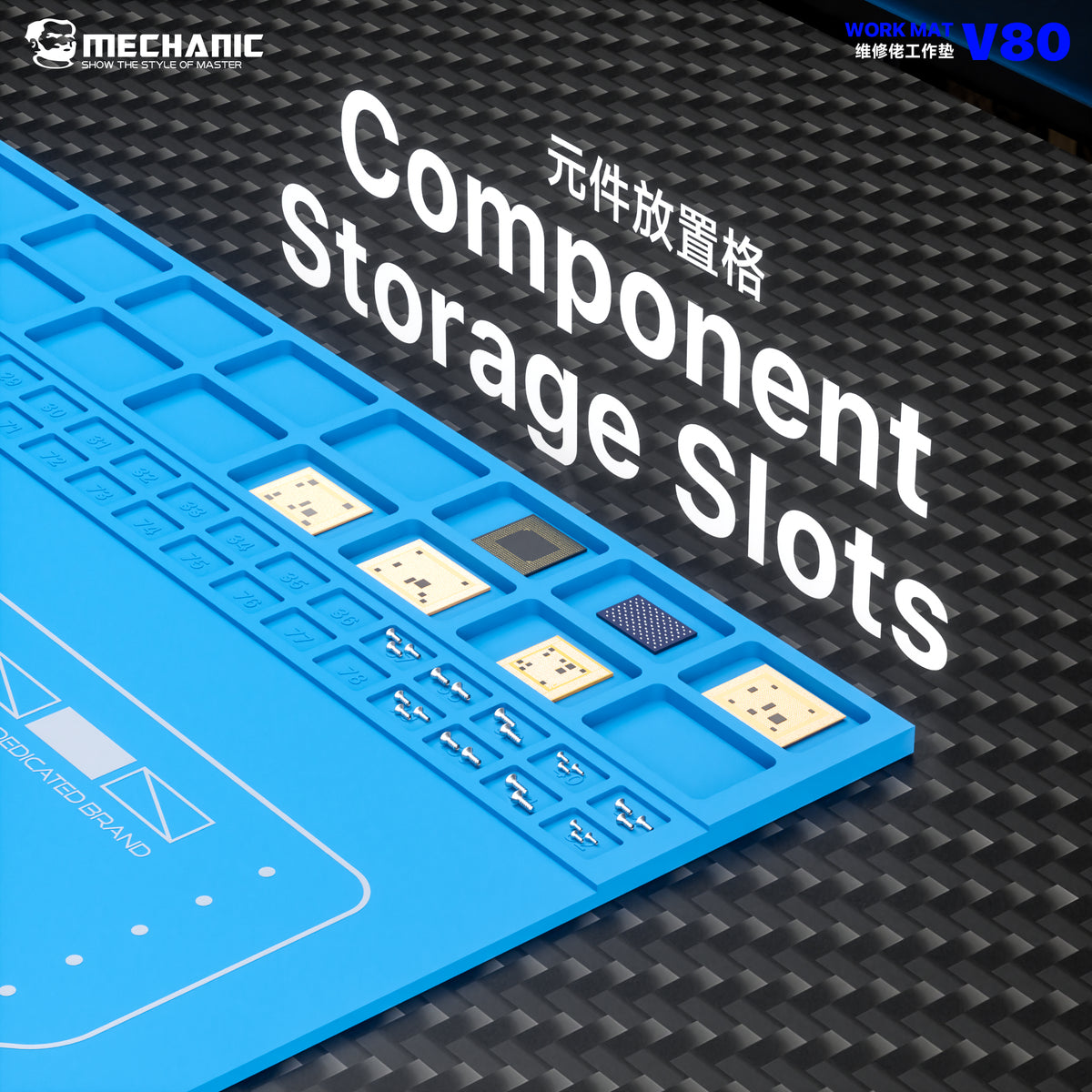 MECHANIC V80 Repair Mat Heat Resistant Waterproof Anti-Corrosion ,Soldering Work Pad with Parts Tray for PCB Electronics Repair