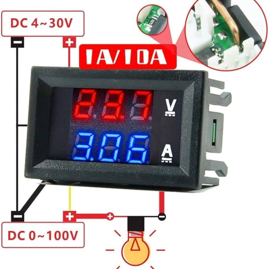 Dual LED Voltmeter 0~100v 10a