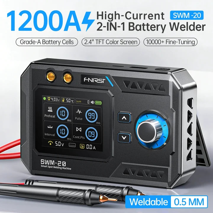 FNIRSI 2-in-1 Portable Battery Spot Welder SWM-20 1200A Dual-Pulse